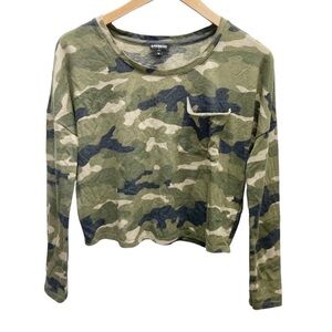 Express Camo Army Green Long Sleeve Crop Top Sz XS